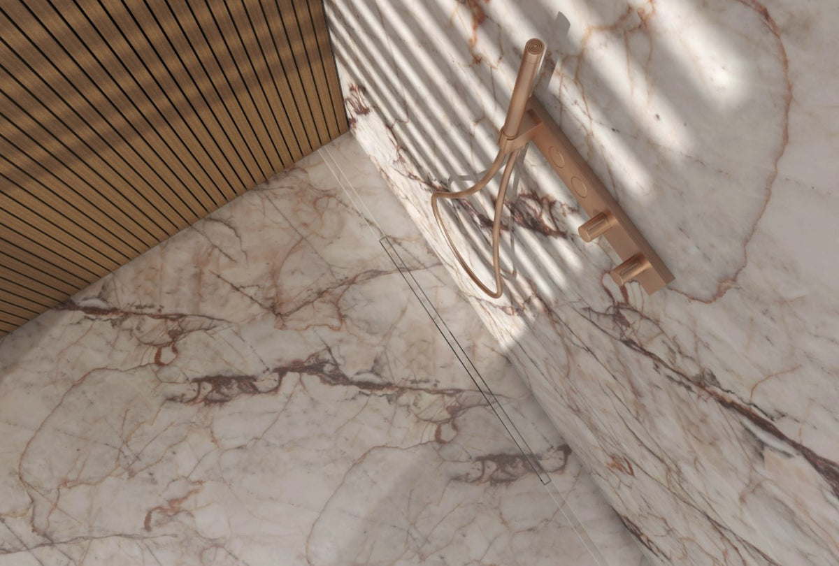 Marble Shower Base With Hidden Drain - Onda - Dedalo Stone